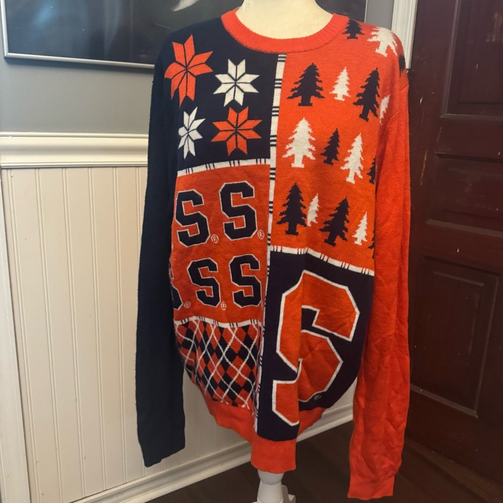 Syracuse University Forever Collectibles Ugly Christmas Acrylic Sweater Size XL